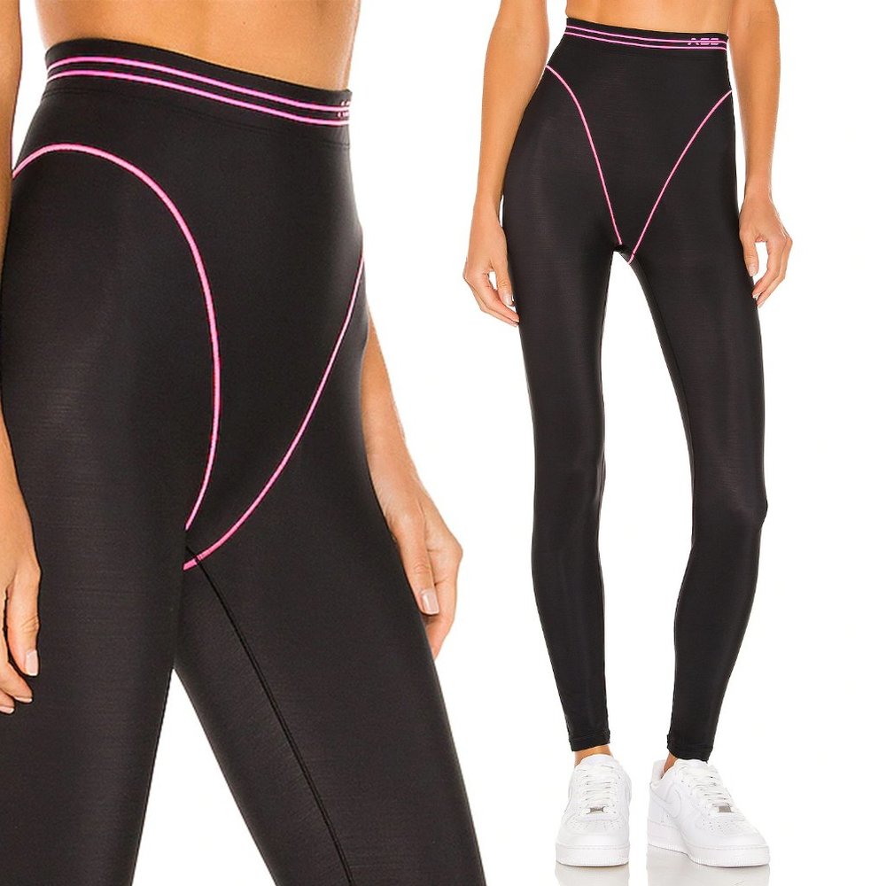 🔥New Adam Selman Sport French Cut Leggings Size Medium Hot Pink/Black